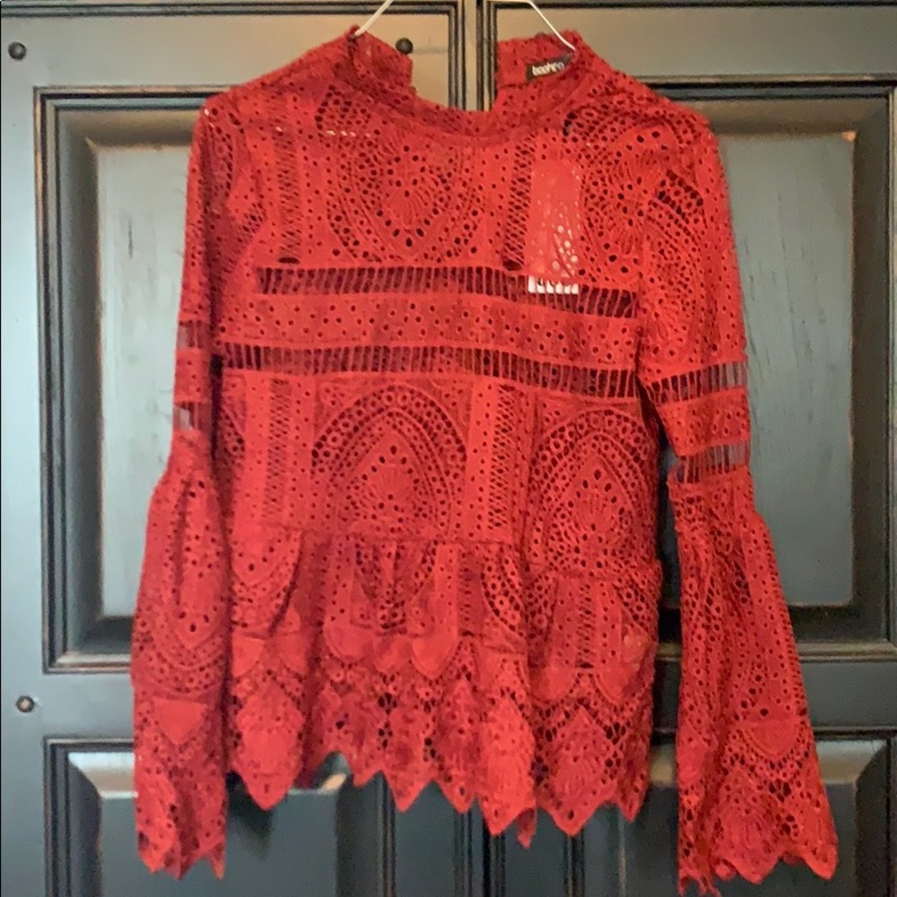 Lace bell sleeve top